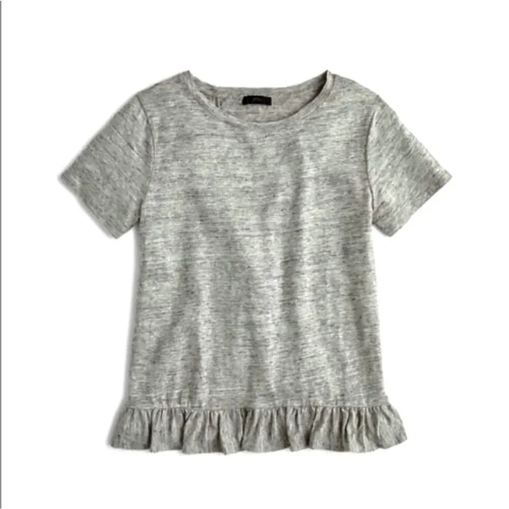J. Crew ruffle back linen Tee in heather grey. Size M.